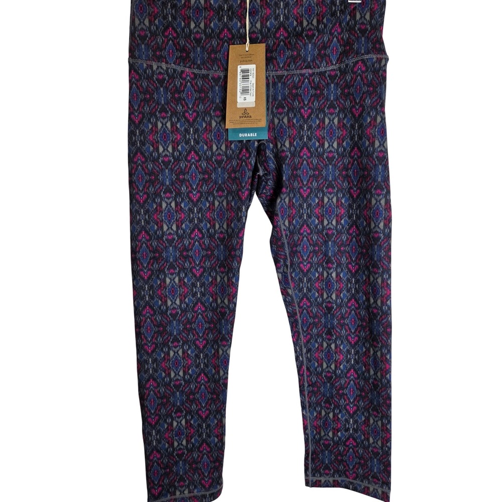NWT Prana Pillar Capri Leggings High Rise Yoga Ikat Print Boho Pocket XS ECO